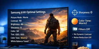 Samsung TV Settings Model J6300, J6330, J630D