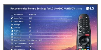 Settings for the LG UH9500 and UH950V TVs.