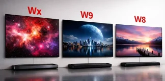 LG OLED TVs WX, W9, and W8 are compared