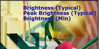 The brightness is typical, peak brightness, minimum brightness of the screen what it is.