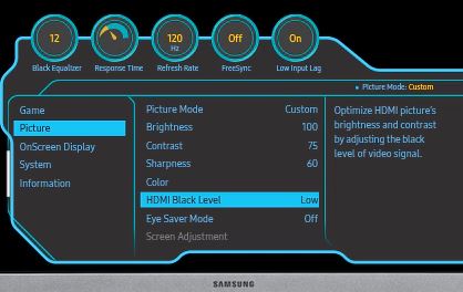 samsung tv brightness control