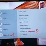 How to find the serial and model number of a 2016-2020 Samsung TV