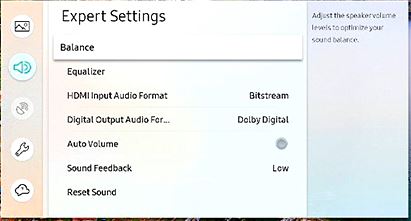 Expert sound output settings