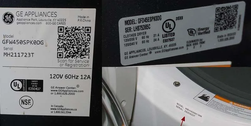 GE Appliances Model and Serial Number Locator - Front-Load Washers