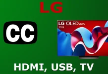 TV closed caption settings; Apps, Channels, HDMI, USB