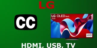 TV closed caption settings; Apps, Channels, HDMI, USB