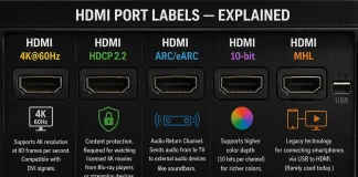 HDMI ports 4K@60Hz HDCP 2.2, ARC, 10Bit, MHL explained
